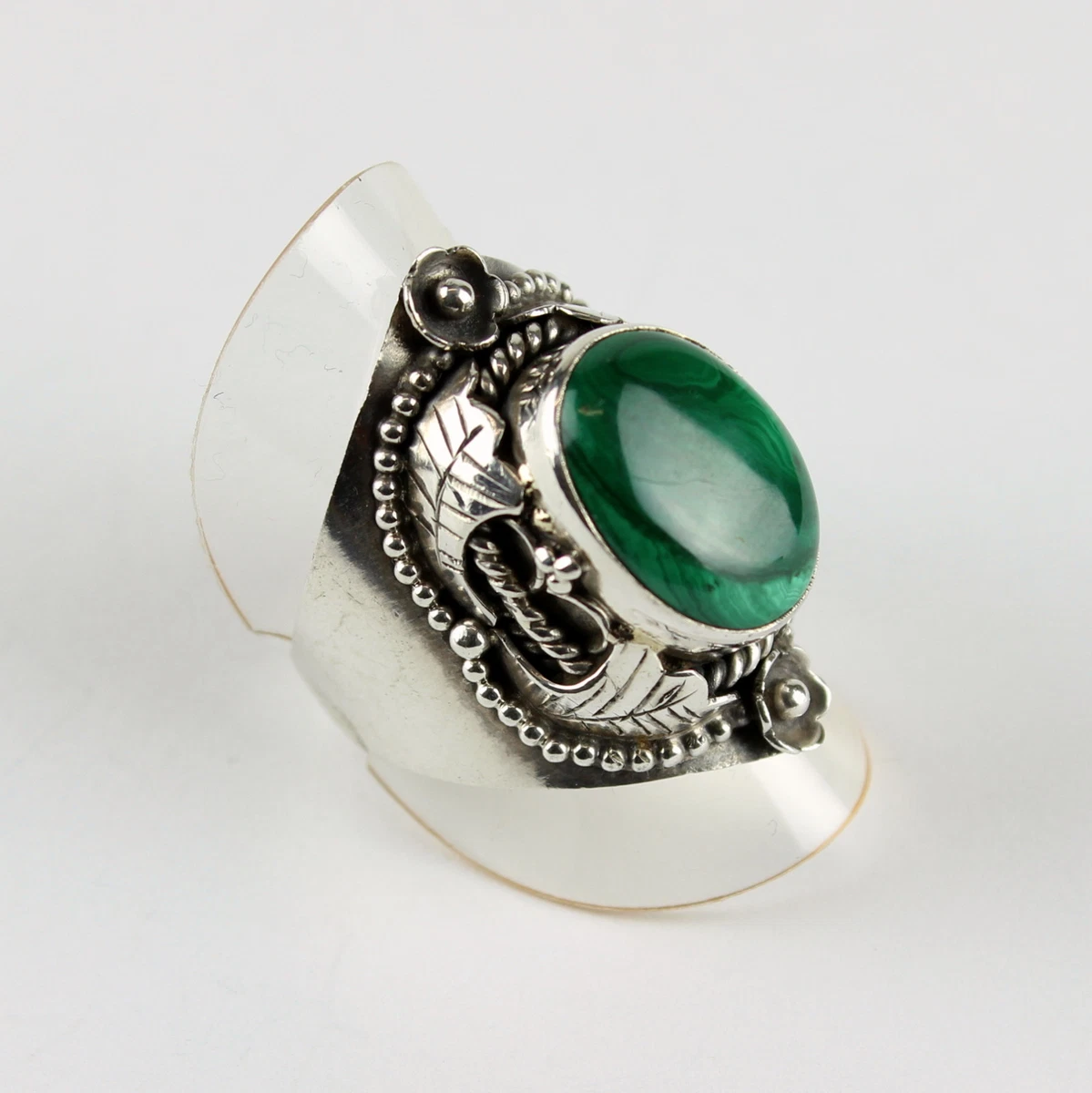 Anuj Sales Anello in malachite naturale non riscaldato certificato