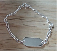 Sterling Silver 5.5" Baby Toddler size 14x7mm Engravable plate oval lnk Bracelet