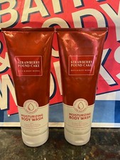 Bath Body Works STRAWBERRY POUND CAKE Moisturizing Body Wash Lot of 2 NEW