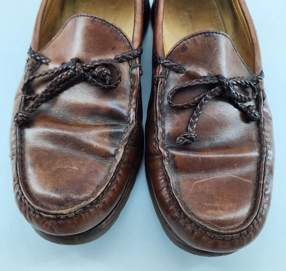 Stubbs and Wootton Palm Beach Zapatos de Barco de Cuero Marrón para Hombres Talla 10.5 D Hechos en EE. UU. Foto 4 de 4