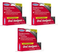 3 - IODENT ORAL ANALGESTIC GEL BENZOCAINE 20% MAXIMUM STRENGTH 0.42 OZ ORAJEL