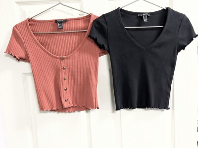 Forever 21 Black and Mauve Crop Tops Small VGUC