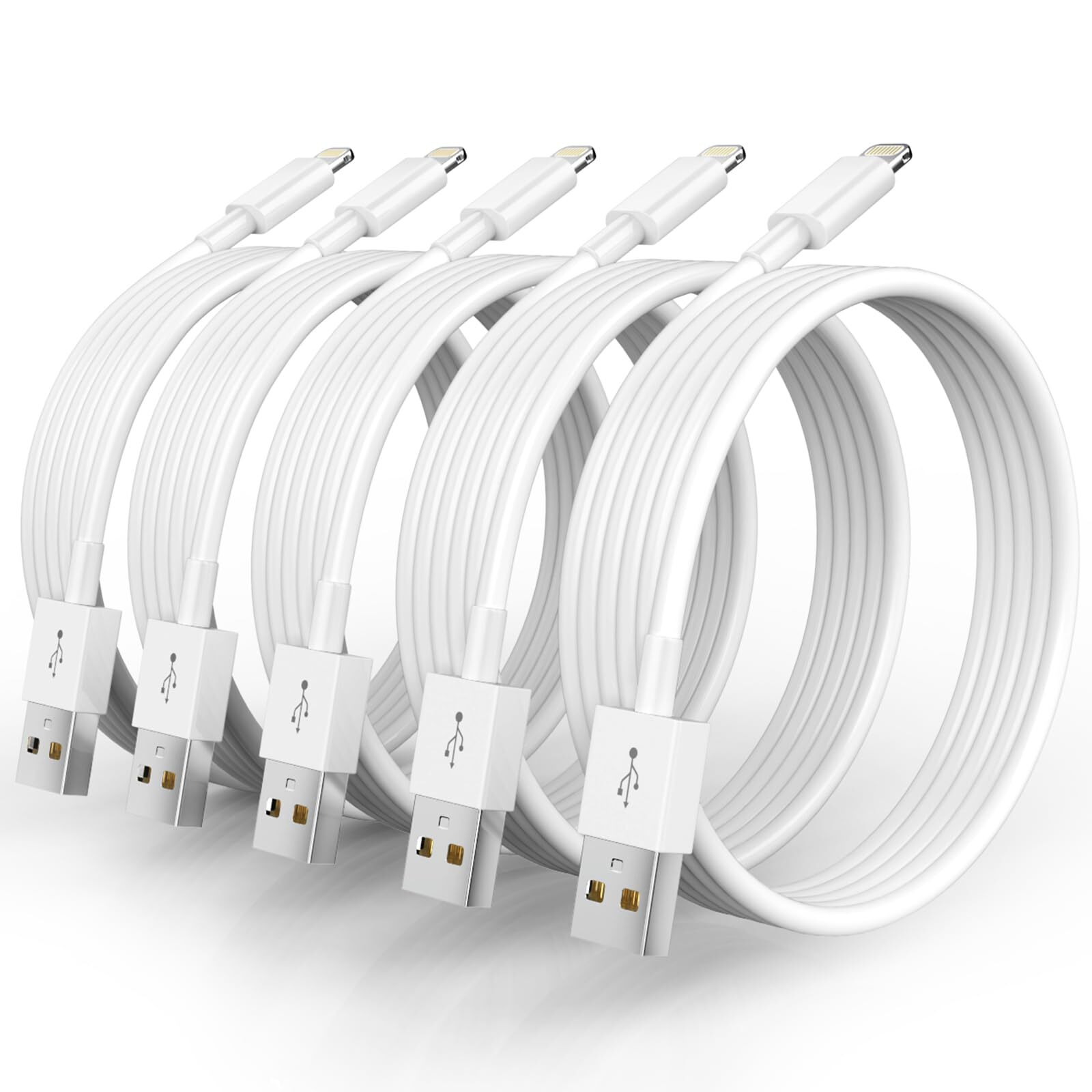 5 Pack(10FT)[Apple MFi Certified] iPhone Charger Long Lightning Cable Fast Ch...