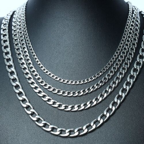 Stainless Steel Figaro Chains Necklaces Men Fashion Jewelry Accessories Necklace - Picture 1 of 12