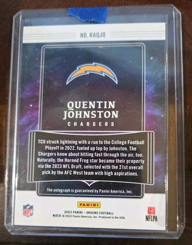 2023 Panini Origins Quentin Johnston RC ON-CARD AUTO Rookie Autographs SP LAC WR - Picture 2 of 6