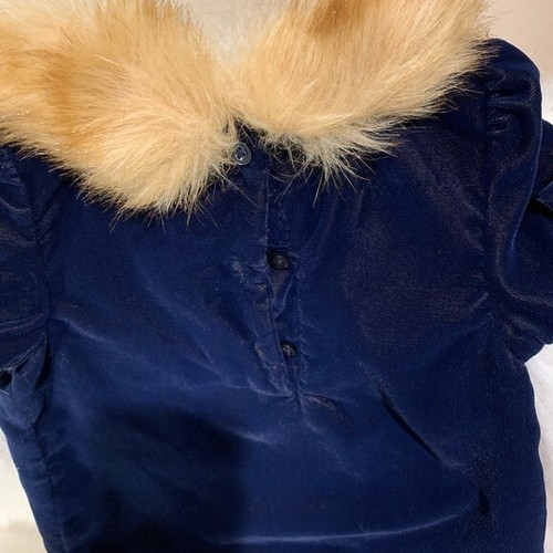 Janie & Jack Faux Fur dark/navy Blue Velvet dress 12-18 months - Picture 3 of 8