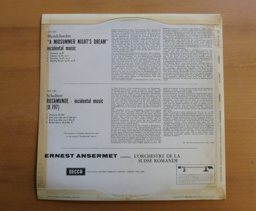 SXL 2229 ED1 Mendelssohn Midsummer Night's Dream Ansermet Decca 1st WBG - Picture 6 of 6