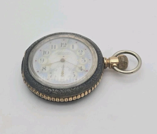 Antique American Waltham Pocket Watch C.W.C Co. Coin Silver Enamel Dial
