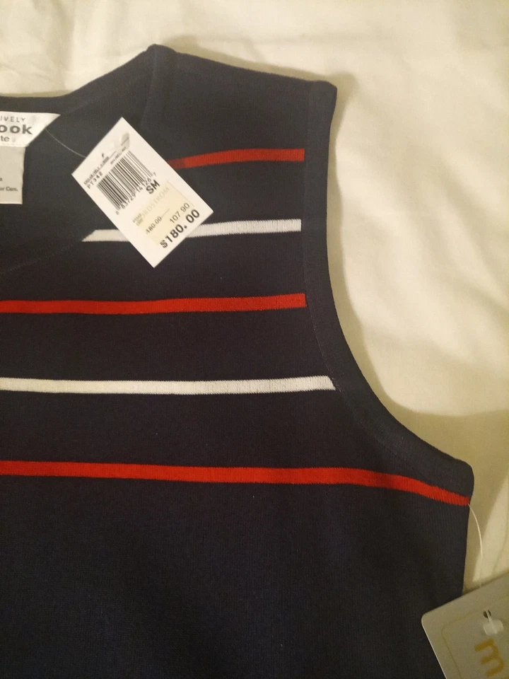 Exclusivamente Misook Petite Chaleco a Rayas a Juego Azul Marino Rojo y Blanco Nuevo Foto 4 de 4