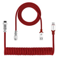 Coiled TypeC To USBA Mechanical Keyboard Cable Detachable Aviator Red