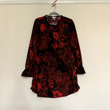 H&M MAMA Women’s Red & Black Floral Maternity Dress Size L Long Sleeve Ruffle