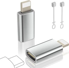 USB C to Lightning Adapter, Type C Adapter for 2 Pack, Silver 