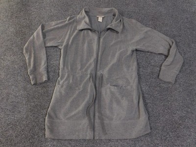 LOFT Jacket Womens Medium Zip Up Lightweight Casual Drawstring Pockets Long