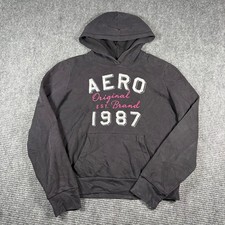 Aeropostale Hoodie Womens XXL Black Excellent Graphic Pullover Pocket