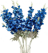 8PCS Artificial Flowers Larkspur Bulk Silk Flowers 33.5 in Long Stem Fake Flowe