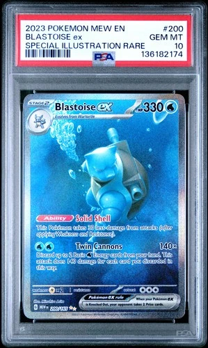 2023 POKEMON MEW EN-151 SPECIAL ILLUSTRATION RARE #200 BLASTOISE EX PSA 10