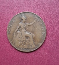 1909 King Edward VII GB Penny Coin