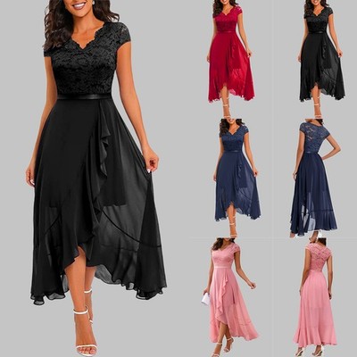 Damen Chiffon Brautjungfer Abendkleid Elegant Sommer Partykleid Cocktailkleid DE