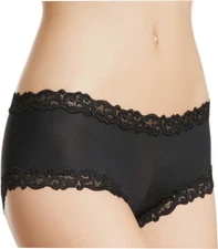 Natori Double Lace Trim Boyshort Panty Style 756037-Large-Black-Discontinued-NWT