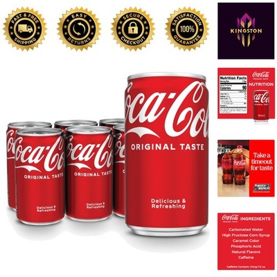 6 Pack of Coca-Cola Mini Cans, 7.5 fl oz - Sweet, Caffeine-Free & Kosher Drink