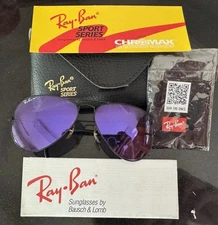 Vintage B&L Ray Ban B&L Purple Chromax Sport  Series Aviator w/Case.  58 [] 14