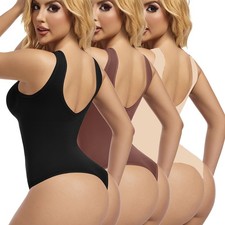 Women Tummy Control Body Shaper Thong Backless Bodysuit Shapewear Tops