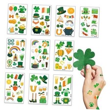 10 Sheets St. Patrick's Day Temporary Tattoos Irish Flag Shamrock style3