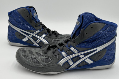 Asics Split Second 9 Graphite Silver & Royal Blue Wrestling Shoes Size 11.5