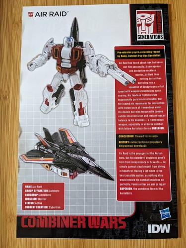 Transformers Combiner Wars Generations IDW Comic Book 2014 Hasbro Air Raid Cover - Picture 4 of 4
