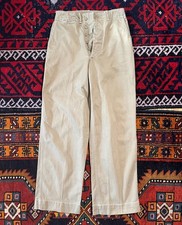 Vintage 1940s WWII USMC Pants Cotton Khaki Military Trousers Korean War Sz 27x31