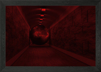 Roter Korridor mit Galaxie Kugel gerahmtes Wandbild Poster Leinwanddruck Bild
