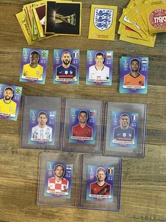 Panini World Cup 2022 Sticker Bundle. Messi Ronaldo Mbappe Foils