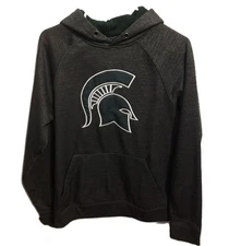 Michigan State MSU Spartans Hoodie Performance Athletic Gray & Green Mens S