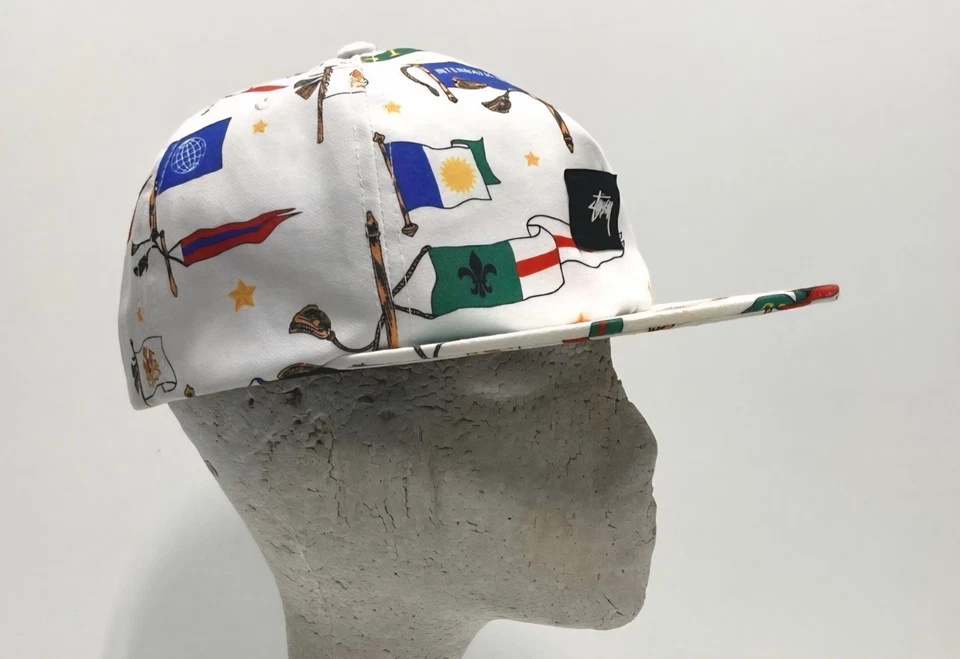 Stussy Men's Snap-Back Hat Cap Flags Vintage International - Image 3 of 4