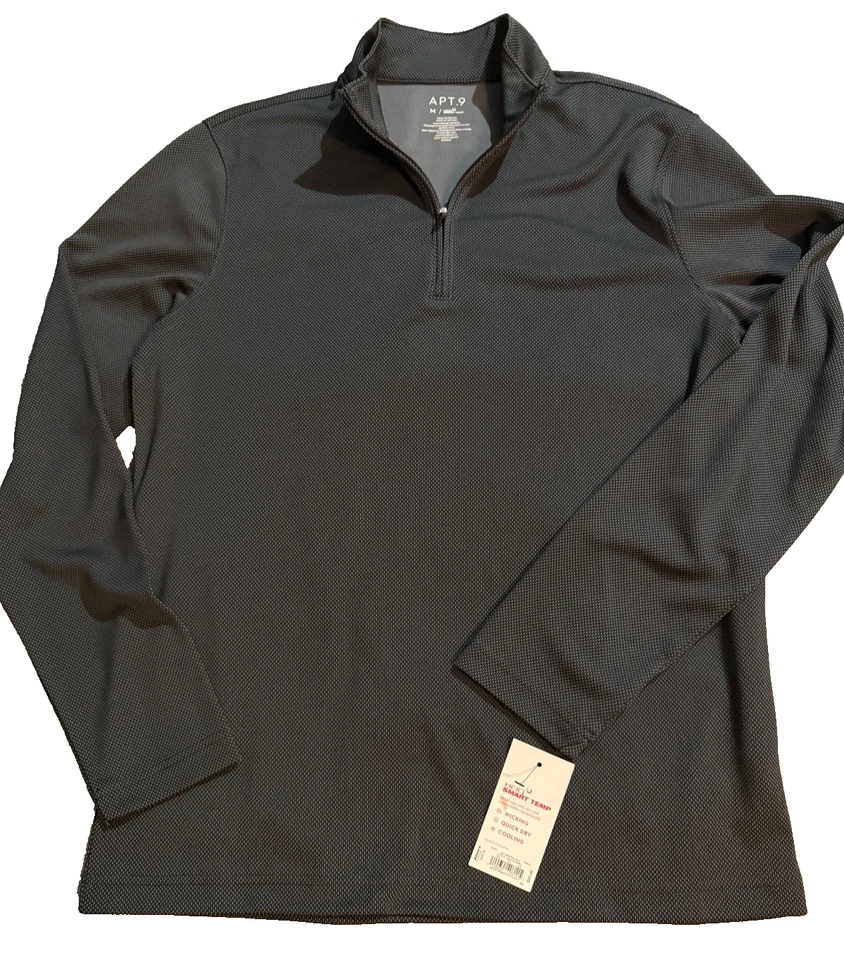Apt. masculino Pulôver 9 1/4 zíper Smart Temp atlético preto médio novo com etiquetas $50 - Imagem 2 de 4