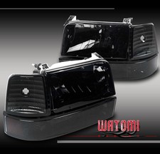 92-96 FORD BRONCO F150 F250 F350 F-SERIES SMOKE CRYSTAL HEAD LIGHT+BUMPER+CORNER
