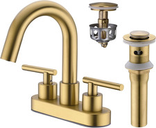Bathroom Faucet 2 Handle 4 Inch Centerset Vanity Sink Faucet with Metal Overflow