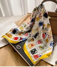 Fashion Scarf Boho Cat Parade Colorful Cat Design Versatile Fashion Scarf Large