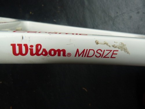 Vintage Wilsom Ceramic Midsize Tennis Racquet /w 4 1/2 Leather Grip - Picture 4 of 8