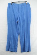 VTG Lauren Ralph Lauren Pants Womens 18W Blue Straight Fit 100 Linen Full Lined