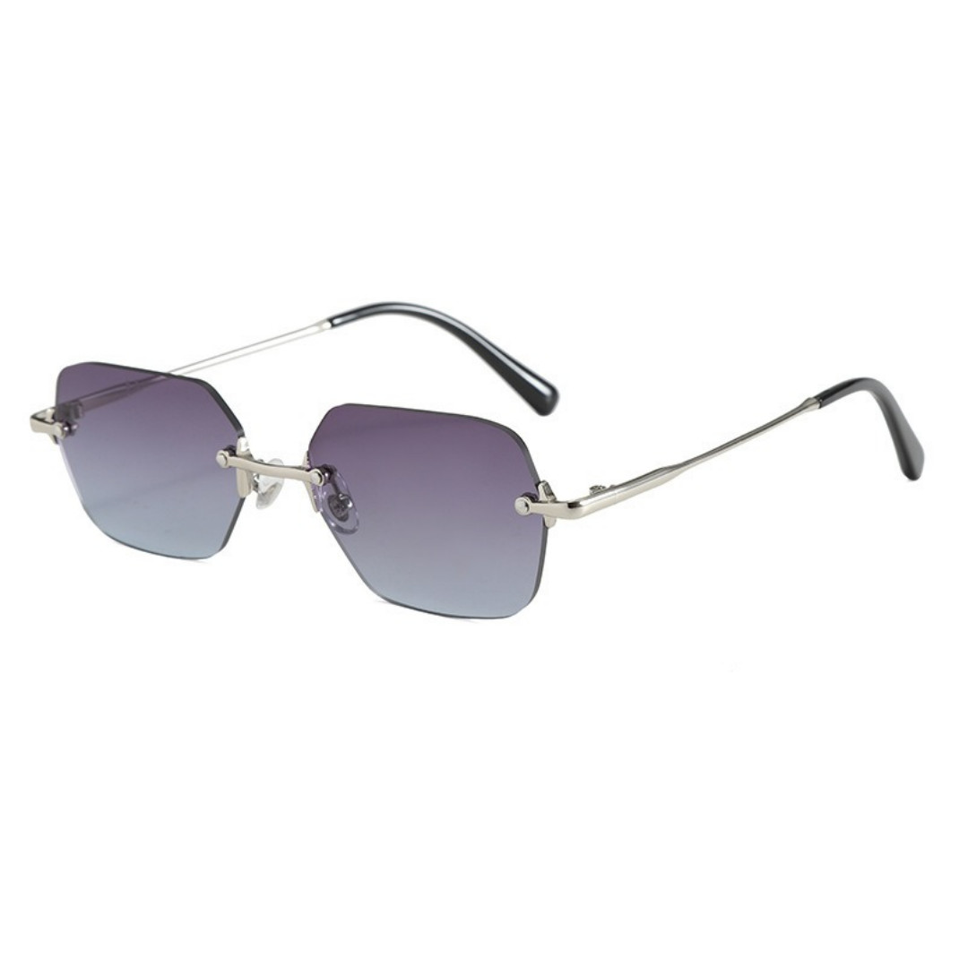 Montatura occhiali da sole poligono senza montatura moda lenti sfumate uomo donna occhiali foto 3