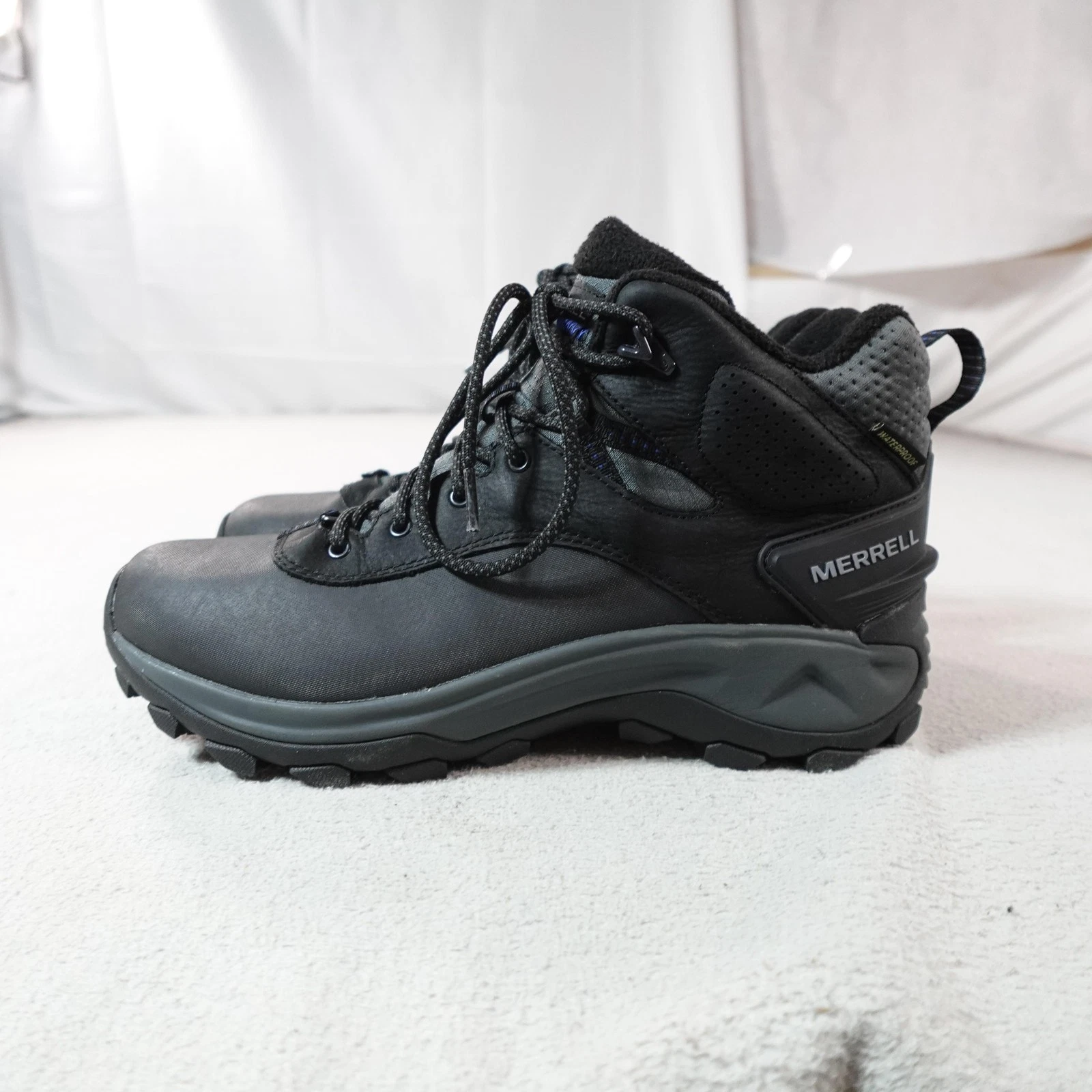 Merrell Boots Mens Size 9.5 Black Leather Waterproof Winter Snow Ankle J037239