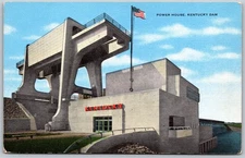 Power House Kentucky Dam US Flag VINTAGE Postcard 9751