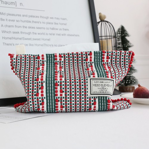 1PC Ethnic Style Red Checkered Colorful Line Tissue Box Home Decoration