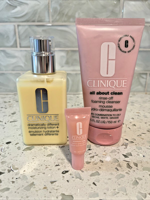 LOTof 3 CliniqueProducts  Dram. Diffet Mozing Ltion, All About Clean, Moisture S