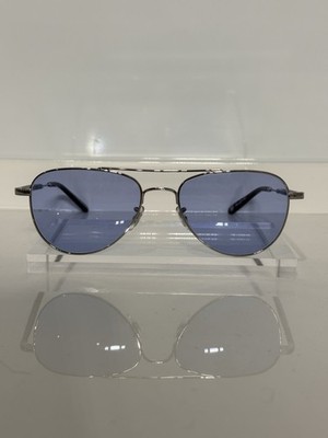 Garrett Leight Linnie Silver Small Metal Aviator custom Light Blue Sunglasses