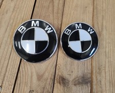 2 Pcs Bmw 82mm 74mm Hood Trunk Hub Cover Emblem Logos Blackwhite