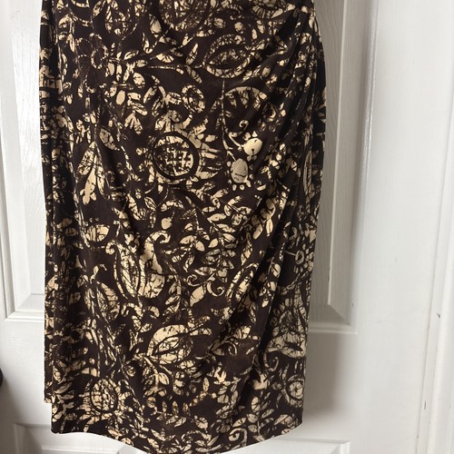 Lauren Ralph Lauren Faux Wrap Dress Brown Print Sleeveless Size 12 surplice - Picture 5 of 16