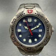 Citizen Dive Watch Men 39mm Blue Dial Silver Tone Date 1112-S68083 New Battery