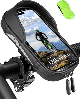 Bicycle Mobile Phone Holder Waterproof Handlebar Bag 360° Rotatable Motorcycl...